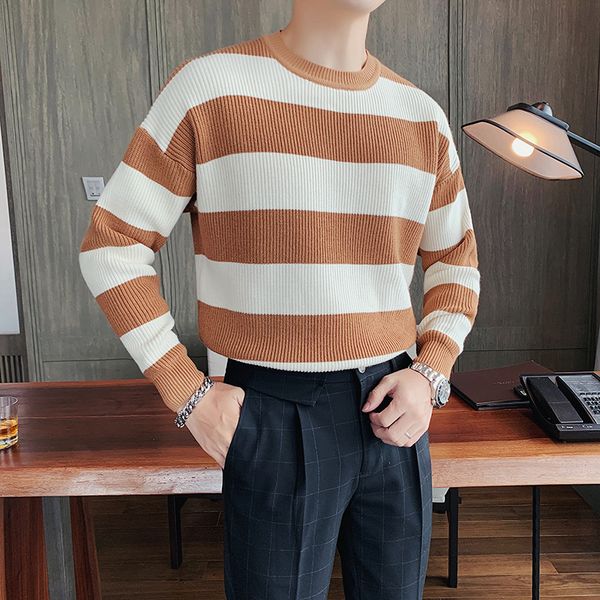 2020 shirt men's knitted male vintage pull british man's man striped sweater zwlp, White;black
2020 shirt men's knitted male vintage pull british man's man striped sweater zwlp, White;black