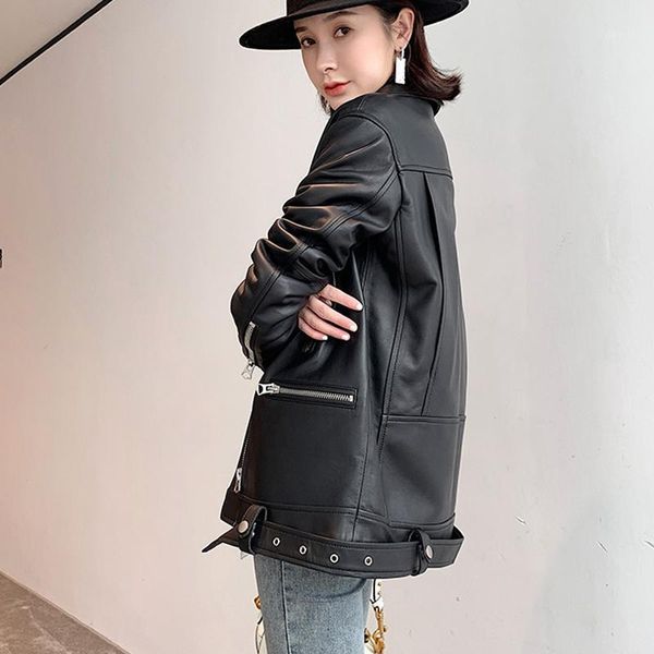 women's leather & faux genuine jacket women autumn winter real sheepskin female warm motorcycle biker chaqueta mujer1, Black
women's leather & faux genuine jacket women autumn winter real sheepskin female warm motorcycle biker chaqueta mujer1, Black