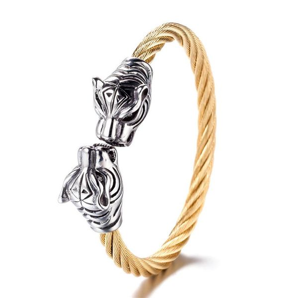 punk style double tiger head cuff bracelets for men and women charm jewelry lover gift fashion 316l stainless steel open bangles, Black
punk style double tiger head cuff bracelets for men and women charm jewelry lover gift fashion 316l stainless steel open bangles, Black