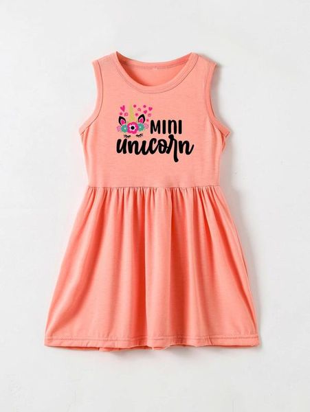 toddler girls unicorn & letter graphic dress she, Red;yellow