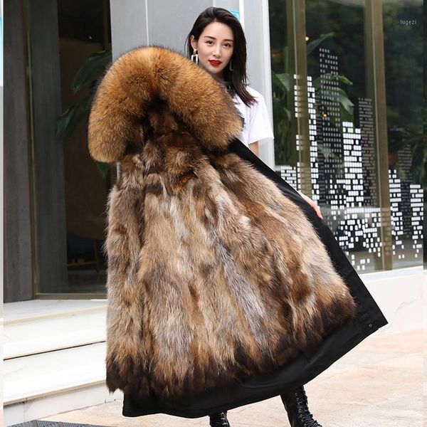 2020 new fashion women luxurious large raccoon fur collar hooded coat warm fur liner parkas x-long winter jacket, Black
2020 new fashion women luxurious large raccoon fur collar hooded coat warm fur liner parkas x-long winter jacket, Black