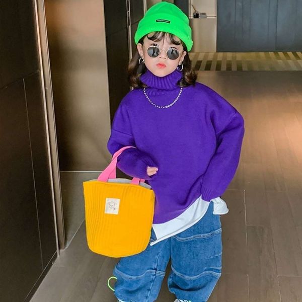 winter wear girl's turtleneck pullover autumn underpants middle school thickened children's sweater, Blue
winter wear girl's turtleneck pullover autumn underpants middle school thickened children's sweater, Blue