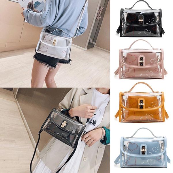 women fashion transparent hearts printed pearl lock crossbody shoulder bag handbag clear jelly square purse clutch tote
women fashion transparent hearts printed pearl lock crossbody shoulder bag handbag clear jelly square purse clutch tote