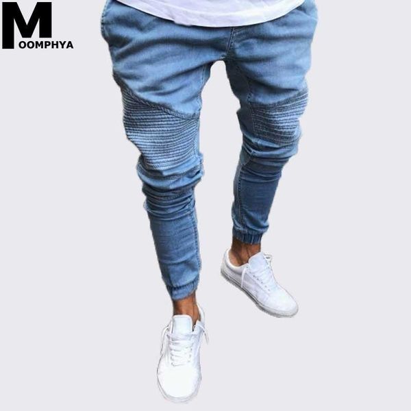 men's jeans moomphya pleated streetwear biker skinny men hip hop mens stylsh brand denim homme, Blue
men's jeans moomphya pleated streetwear biker skinny men hip hop mens stylsh brand denim homme, Blue