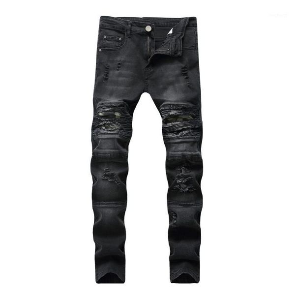 men's perforated small feet slim elastic casual jeans motorcycle camouflage pants1, Blue
men's perforated small feet slim elastic casual jeans motorcycle camouflage pants1, Blue