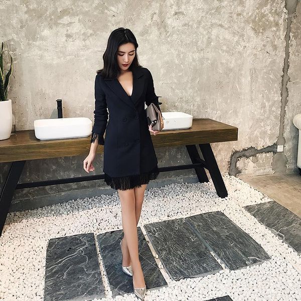 blazer women autumn women's new casual small suit tassels long fashion small suit jacket women blazer1, White;black
blazer women autumn women's new casual small suit tassels long fashion small suit jacket women blazer1, White;black