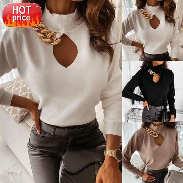Sexy Women Blouses Hollow Out Metal Chain Blouse Long Sleeve Turtleneck Autumn Knitwear woman fashion 2021 elegant ropa de mujer #Ei0j, White
Sexy Women Blouses Hollow Out Metal Chain Blouse Long Sleeve Turtleneck Autumn Knitwear woman fashion 2021 elegant ropa de mujer #Ei0j, White