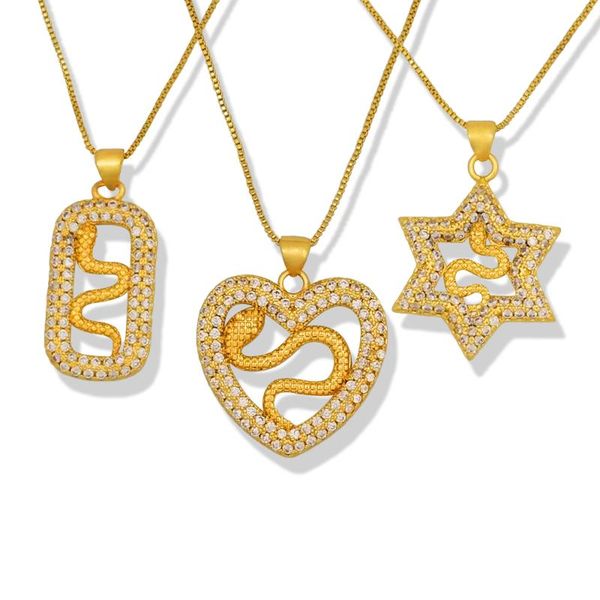 chains geometric snake pendant necklace for woman gold heart star oval cz zirconia jewelry collares para mujer vintage, Silver
chains geometric snake pendant necklace for woman gold heart star oval cz zirconia jewelry collares para mujer vintage, Silver