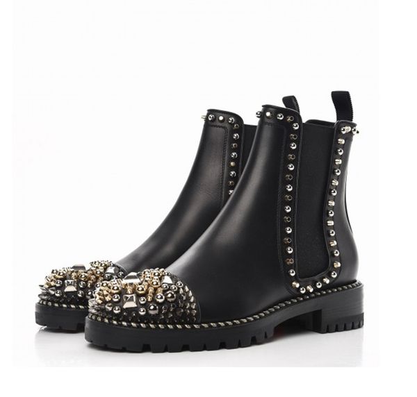 red bottom ankle boots with spikes chasse a clou flat leather ankle boots women fashion booties martin boots studs shoes 35-41 270, Black
red bottom ankle boots with spikes chasse a clou flat leather ankle boots women fashion booties martin boots studs shoes 35-41 270, Black