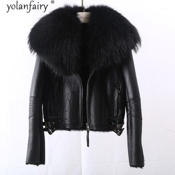 sheep shearling real fur coat female raccoon dog fur collar winter genuine leather jacket women korean luxury clothes 20201, Black
sheep shearling real fur coat female raccoon dog fur collar winter genuine leather jacket women korean luxury clothes 20201, Black