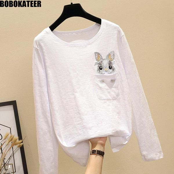 women's t-shirt white cotton t shirt women pink kawaii long sleeve tshirt clothes korean stitch vintage black tee vegan2021
women's t-shirt white cotton t shirt women pink kawaii long sleeve tshirt clothes korean stitch vintage black tee vegan2021