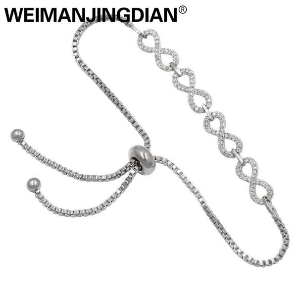link, chain weimanjingdian brand exquisite cz infinity charm slide adjustable zirconia bracelets for women or wedding, Black
link, chain weimanjingdian brand exquisite cz infinity charm slide adjustable zirconia bracelets for women or wedding, Black