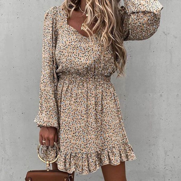 2021 european and american spring and summer new fashion long sleeve elastic waist ruffled printed dress, Black;gray
2021 european and american spring and summer new fashion long sleeve elastic waist ruffled printed dress, Black;gray