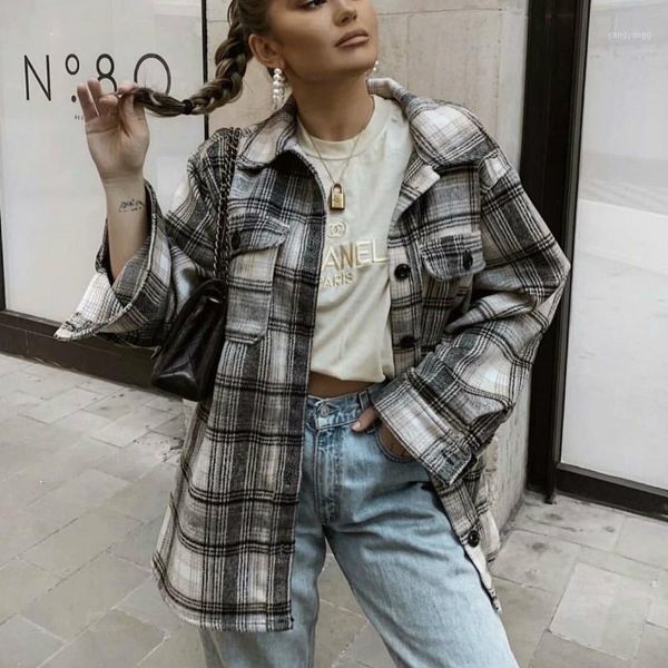 women's spring autumn shirt style plaid jackets long sleeve turn-down collar casual streetwear loose retro clothing1, Black;brown
women's spring autumn shirt style plaid jackets long sleeve turn-down collar casual streetwear loose retro clothing1, Black;brown