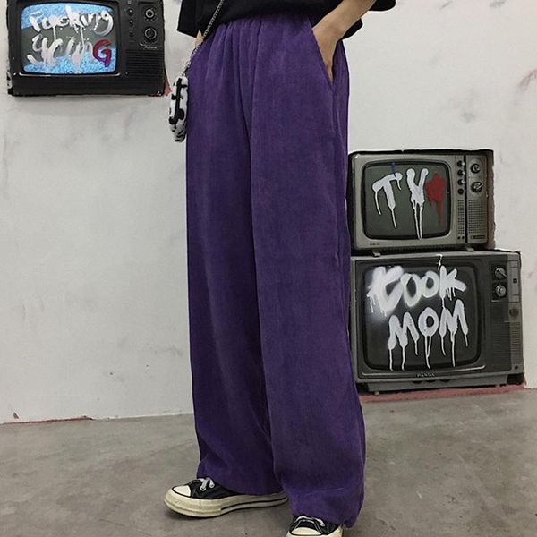 fashion high waist corduroy wide leg pants tie feet female vintage purple straight drawstring belt women casual harajuku bottoms, Black;white
fashion high waist corduroy wide leg pants tie feet female vintage purple straight drawstring belt women casual harajuku bottoms, Black;white