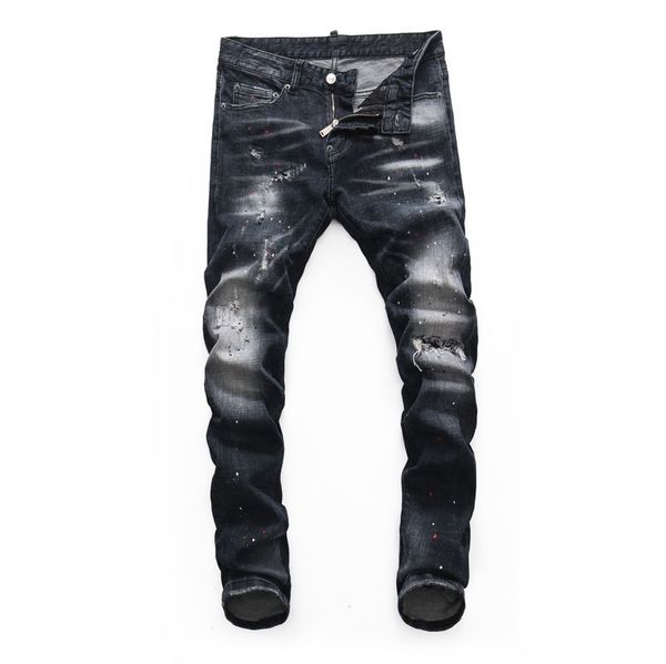 mens ripped slim fit jeans fashion washed painted patchwork black hip hop stylist denim pants with holes for men 8245, Blue
mens ripped slim fit jeans fashion washed painted patchwork black hip hop stylist denim pants with holes for men 8245, Blue