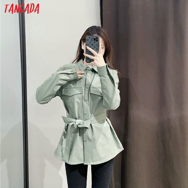 tangada women light green faux leather jacket coat with beltladies long sleeve loose oversize boy friend coat lj200813, Black;brown
tangada women light green faux leather jacket coat with beltladies long sleeve loose oversize boy friend coat lj200813, Black;brown
