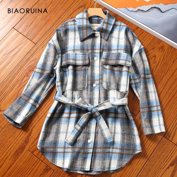 biaoruina women's woolen plaid covered button long coat with sashes turn-down collar loose casual autumn winter outerwear, Black
biaoruina women's woolen plaid covered button long coat with sashes turn-down collar loose casual autumn winter outerwear, Black