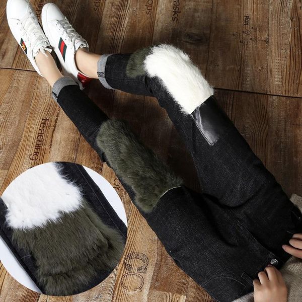 fur patchwork women jeans washed vintage autumn winter female harem pants loose casual pencil pants black trousers, Blue
fur patchwork women jeans washed vintage autumn winter female harem pants loose casual pencil pants black trousers, Blue