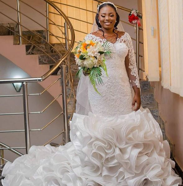 2021 plus size arabic aso ebi luxurious lace beaded wedding dresses sheer neck vintage bridal dresses long sleeves wedding gowns zj197, White
2021 plus size arabic aso ebi luxurious lace beaded wedding dresses sheer neck vintage bridal dresses long sleeves wedding gowns zj197, White