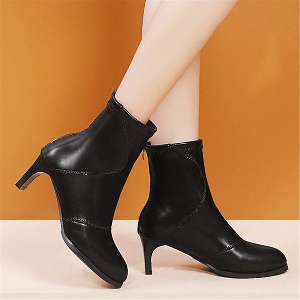 2021 new pointed-out high-fashion casual non-slip thin stiletto women's riding boots say8, Black