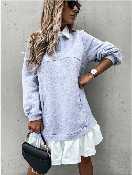 casual dresses women autumn loose sweatershirt dress winter long sleeve pleated shirt collar female patchwork hoodies, Black;gray
casual dresses women autumn loose sweatershirt dress winter long sleeve pleated shirt collar female patchwork hoodies, Black;gray