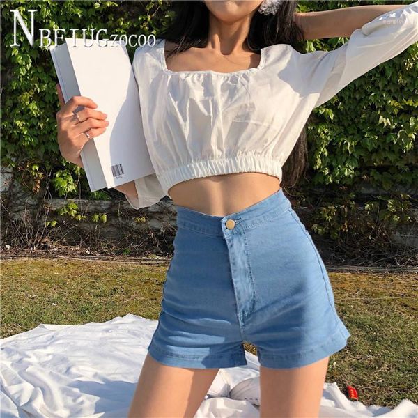 2020 summer new korean retro women shorts black and blue color denim female shorts1, White;black
2020 summer new korean retro women shorts black and blue color denim female shorts1, White;black