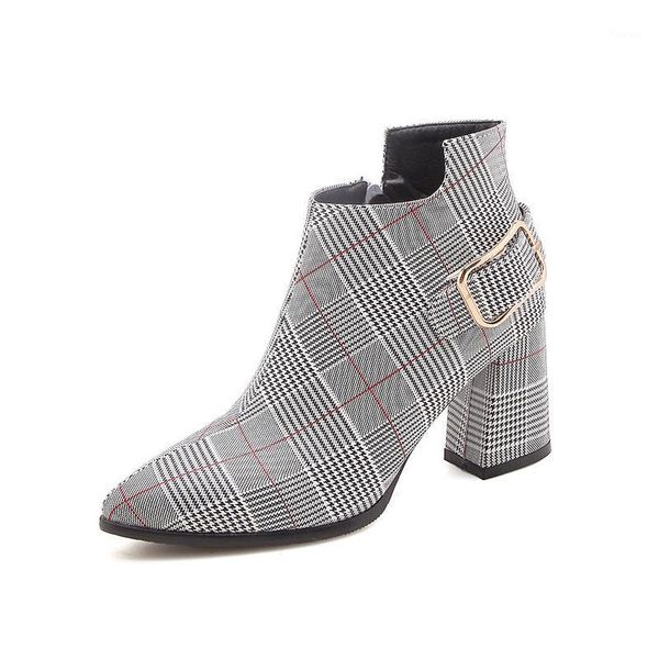 2019 large size women boots fashion plaid pointed toe high heels women's shoes autumn winter ankle boots female n2451, Black
2019 large size women boots fashion plaid pointed toe high heels women's shoes autumn winter ankle boots female n2451, Black