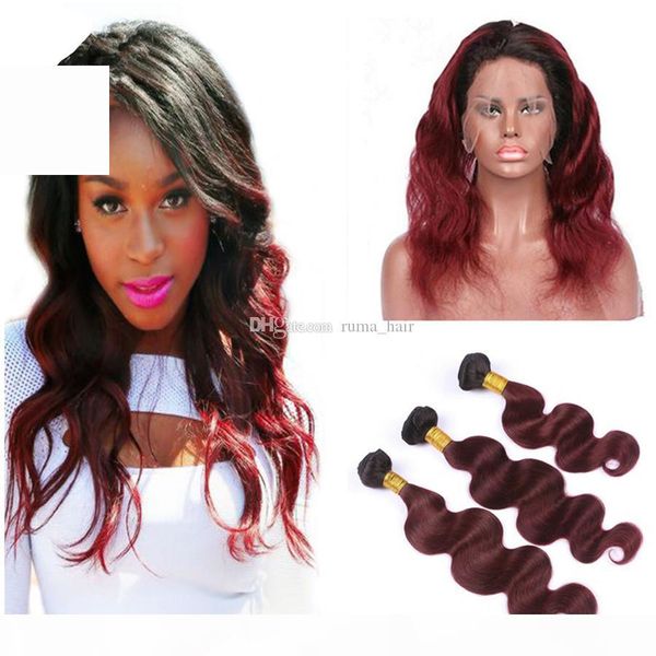 two tone color 99j ombre body wave hair bundles with 360 lace frontal closure ombre 1b burgundy virgin hair weaves with 360 frontal, Black;brown
two tone color 99j ombre body wave hair bundles with 360 lace frontal closure ombre 1b burgundy virgin hair weaves with 360 frontal, Black;brown