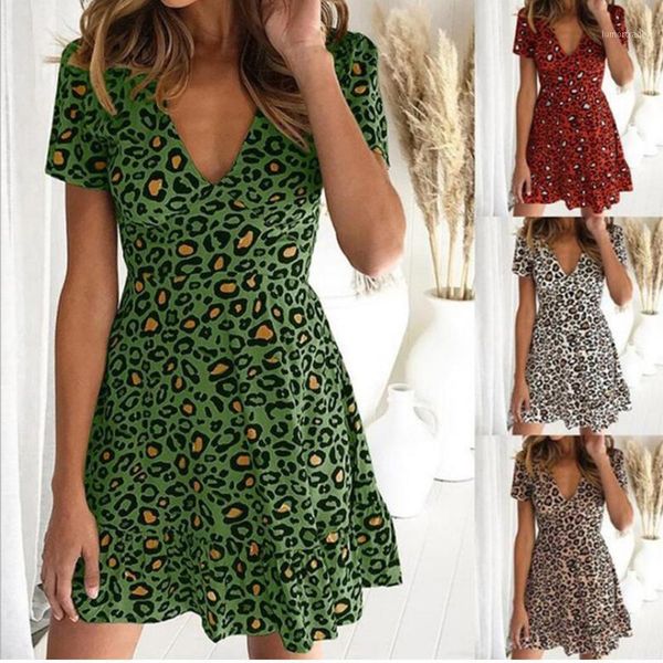 casual dresses beach dress women leopard print v neck ladies holiday frill short sleeve parties fashion dresses1, Black;gray
casual dresses beach dress women leopard print v neck ladies holiday frill short sleeve parties fashion dresses1, Black;gray
