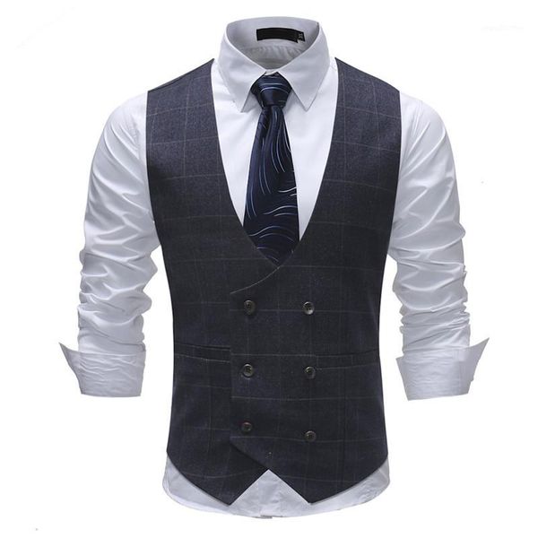 men's vests yffushi 2021 double breasted men vest spring autumn fashion plaid v-neck casual style slim fit, Black;white
men's vests yffushi 2021 double breasted men vest spring autumn fashion plaid v-neck casual style slim fit, Black;white