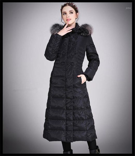 white duck down women's jackets fur collar woman coat hooded winter jacket women long parka chaquetas mujer wxf5101, Black 
white duck down women's jackets fur collar woman coat hooded winter jacket women long parka chaquetas mujer wxf5101, Black