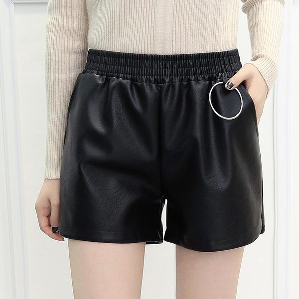 women's shorts aurkrrvn black leather woman elastic waist punk loose plus size pu female hoop summer lady club streetwear, White;black
women's shorts aurkrrvn black leather woman elastic waist punk loose plus size pu female hoop summer lady club streetwear, White;black
