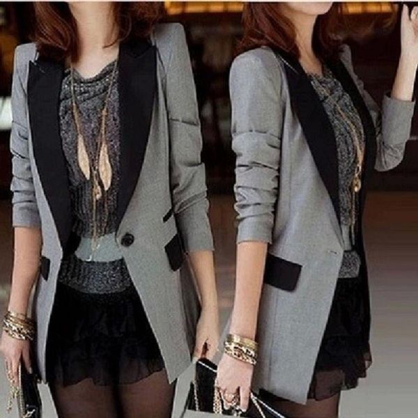 women's suits & blazers 2021 autumn women chic suit blazer female casual long sleeve office coats ladies slim outwear fashion jacket q4, White;black
women's suits & blazers 2021 autumn women chic suit blazer female casual long sleeve office coats ladies slim outwear fashion jacket q4, White;black