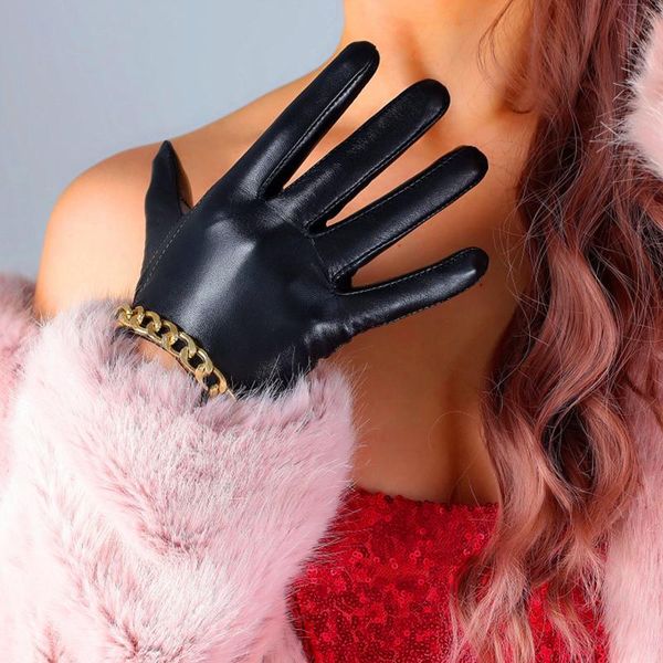 five fingers gloves touch screen real leather female pure sheepskin black gold chains short thin slim women wzp44, Blue;gray
five fingers gloves touch screen real leather female pure sheepskin black gold chains short thin slim women wzp44, Blue;gray