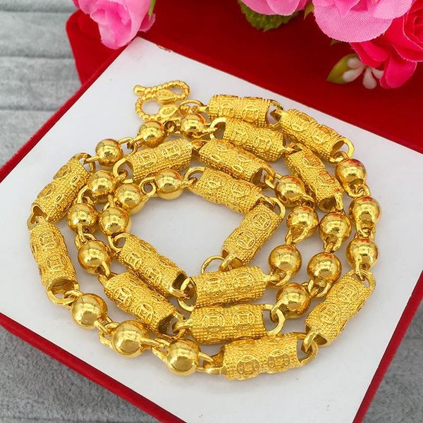 fashion style money cylinder solid chain sand gold men's necklace brass thai gold plated jewelry, Silver
fashion style money cylinder solid chain sand gold men's necklace brass thai gold plated jewelry, Silver
