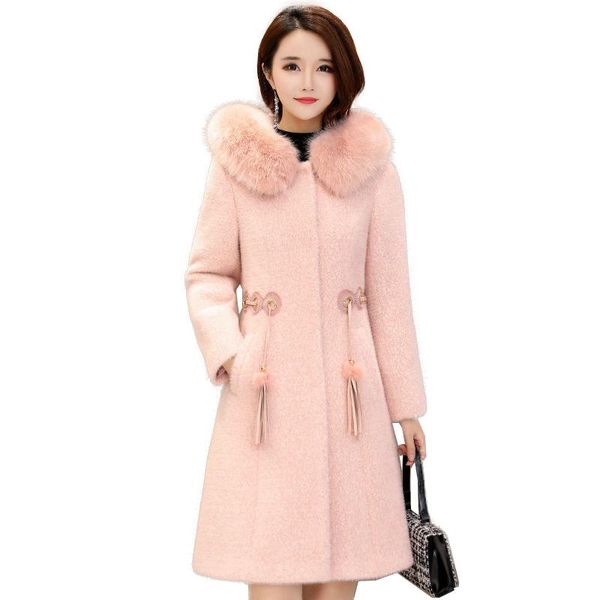 women's woolen coat 2021 new female winter jacket femme imitation mink thicken keep warm wool coats mom woolen overcoat a423, Black
women's woolen coat 2021 new female winter jacket femme imitation mink thicken keep warm wool coats mom woolen overcoat a423, Black