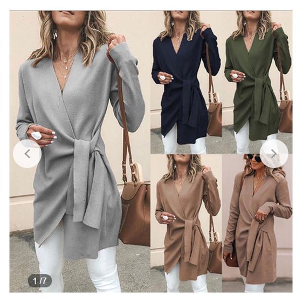 neatie kiddie solid v-neck women's cardigans coat long sleeve slim belt fashion jackets female1, Black;brown
neatie kiddie solid v-neck women's cardigans coat long sleeve slim belt fashion jackets female1, Black;brown