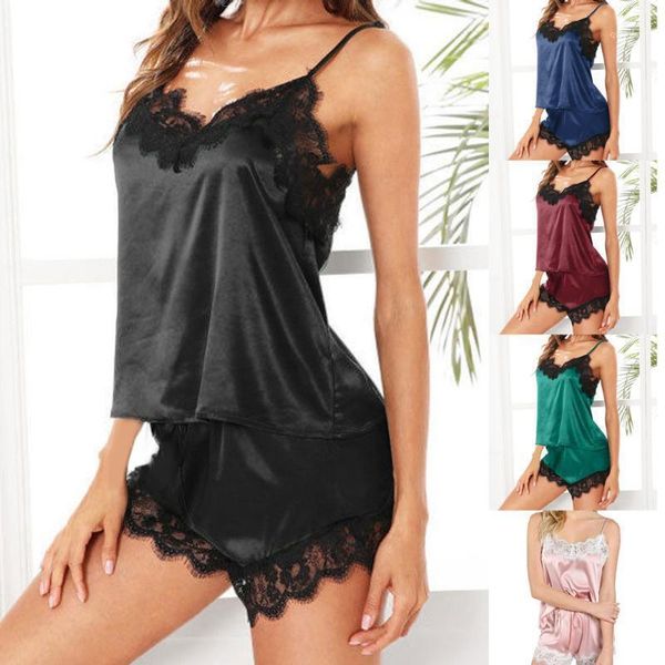 2020 new women sleepwear sleeveless strap nightwear lace trim satin cami pajama sets ladies solid color mid-rise unlined&5011, Black;red
2020 new women sleepwear sleeveless strap nightwear lace trim satin cami pajama sets ladies solid color mid-rise unlined&5011, Black;red