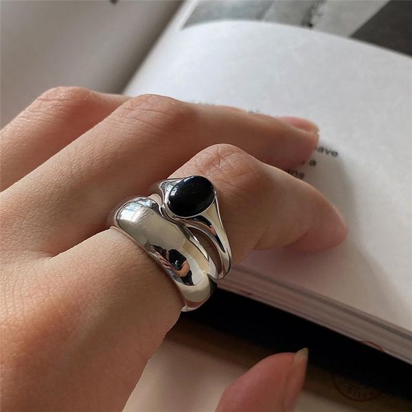 925 sterling silver european simple black agate glossy ring set female punk hip hop classic party jewelry friendship gift, Golden;silver
925 sterling silver european simple black agate glossy ring set female punk hip hop classic party jewelry friendship gift, Golden;silver