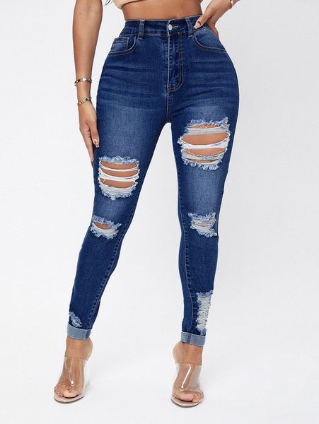 sxy ripped roll up hem curvy jeans 0562#, Blue
sxy ripped roll up hem curvy jeans 0562#, Blue