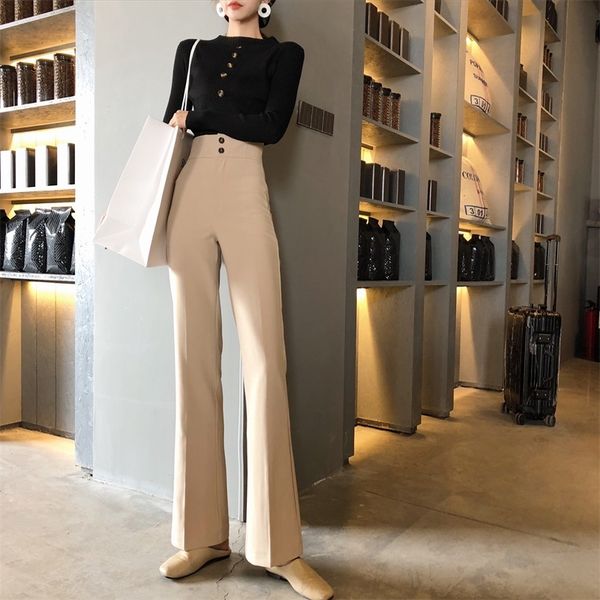 long pants for women high waist summer fashion elegant casualstraight trouser 201106, Black;white