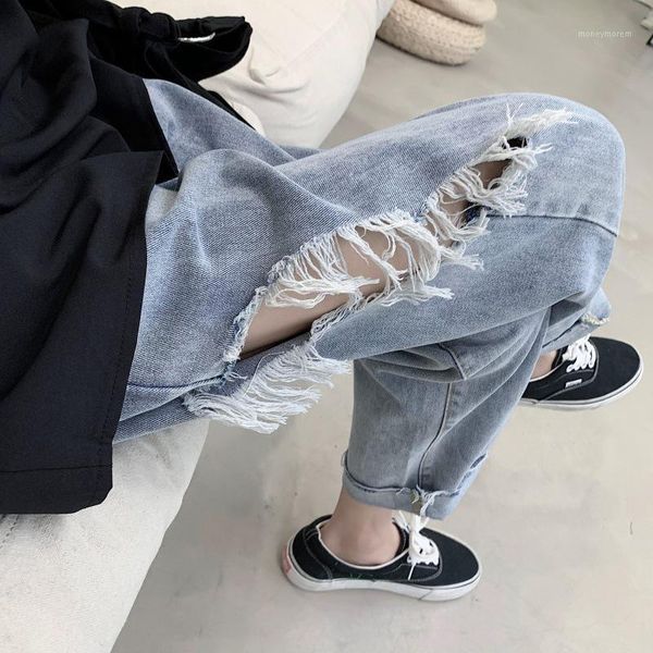 men's jeans ripped men's straight loose-fitting trend korean version of the summer thin nine-point wide-legged pants.1, Blue
men's jeans ripped men's straight loose-fitting trend korean version of the summer thin nine-point wide-legged pants.1, Blue