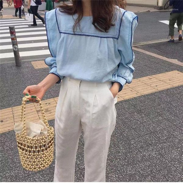 chic early autumn preppy style color-hit sweet fashion women sailor collar fresh puff-sleeved all-match shirts1, White
chic early autumn preppy style color-hit sweet fashion women sailor collar fresh puff-sleeved all-match shirts1, White