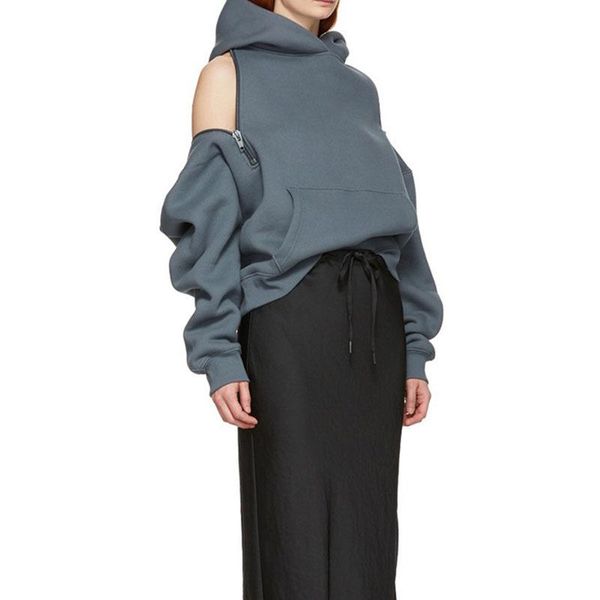 2020 autumn new zipper careful machine off-shoulder hooded plus fleece women's trendy all-match loose top, Black
2020 autumn new zipper careful machine off-shoulder hooded plus fleece women's trendy all-match loose top, Black