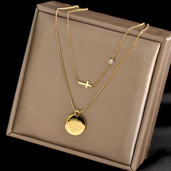 chokers firebros 2021 gold color stainless steel zircon cross round tag pendant layered chain necklace choker women kpop jewelry, Golden;silver
chokers firebros 2021 gold color stainless steel zircon cross round tag pendant layered chain necklace choker women kpop jewelry, Golden;silver