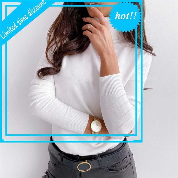 women used basic effen colour knee wear female random long mouths high collar t-shirt fall winter trui, White
women used basic effen colour knee wear female random long mouths high collar t-shirt fall winter trui, White