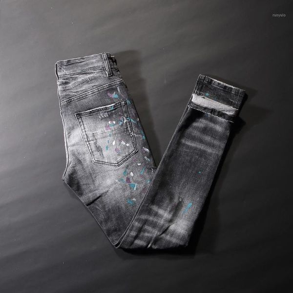 american streetwear fashion men jeans retro black gray painted designer ripped jeans slim fit elastic hip hop pants1, Blue
american streetwear fashion men jeans retro black gray painted designer ripped jeans slim fit elastic hip hop pants1, Blue