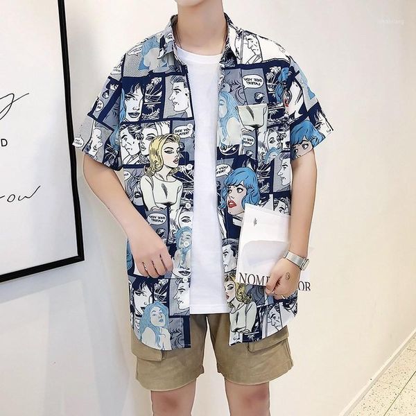 men's casual shirts high street summer mens short sleeve cartoon printing korean fashion slim single breasted open stitch shirts1, White;black
men's casual shirts high street summer mens short sleeve cartoon printing korean fashion slim single breasted open stitch shirts1, White;black