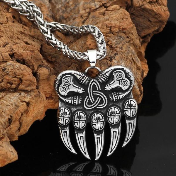 pendant necklaces viking bear veles knot stainless steel necklace with valknut gift bag, Silver
pendant necklaces viking bear veles knot stainless steel necklace with valknut gift bag, Silver